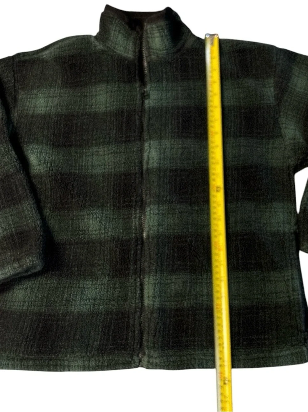 Gap Kids Unisex Green Black Plaid Full Zip High Neck Fleece Jacket Size XL 12-14